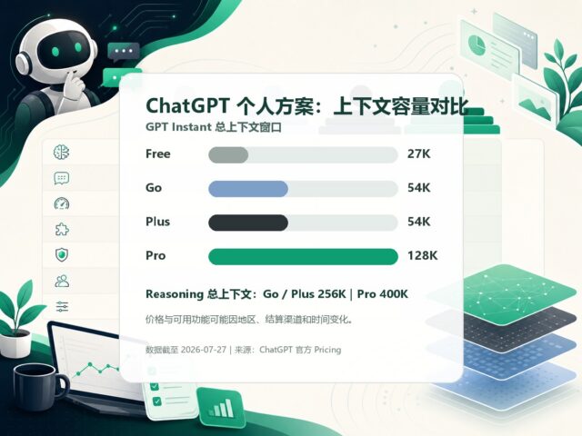 ChatGPT Free Go Plus Pro 上下文容量对比数据图