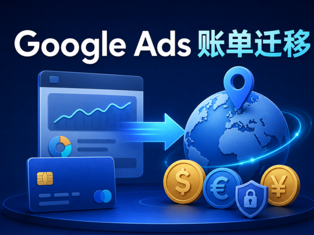 Google Ads 账单国家与付款资料迁移示意图