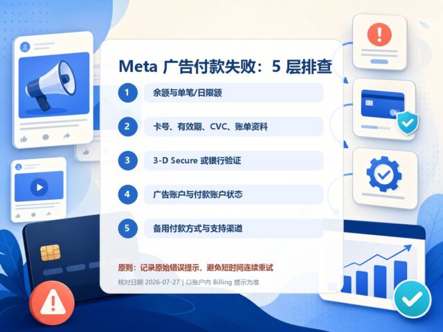 Meta 广告付款失败五层排查数据图