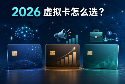 三张虚拟卡分别对应 AI 订阅、广告投放和企业采购的 2026 选卡对比