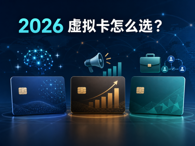 三张虚拟卡分别对应 AI 订阅、广告投放和企业采购的 2026 选卡对比